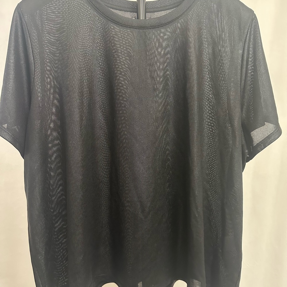 Anthropologie Black Iridescent Short Sleeve Tee - Relaxed Fit